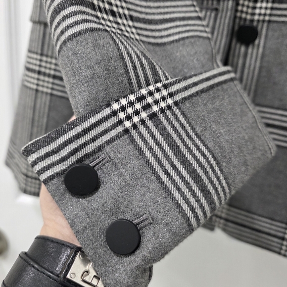 Alice + Olivia Paulene Plaid Wool Blend French Cuff Sparkle Blazer Size 2 - Picture 10 of 17